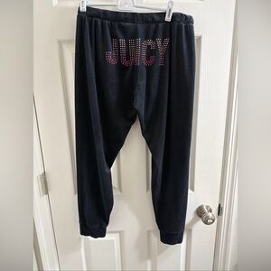 Juicy Couture Women's Velour Flared Leg Pants Size M Medium Black Elastic Waist
